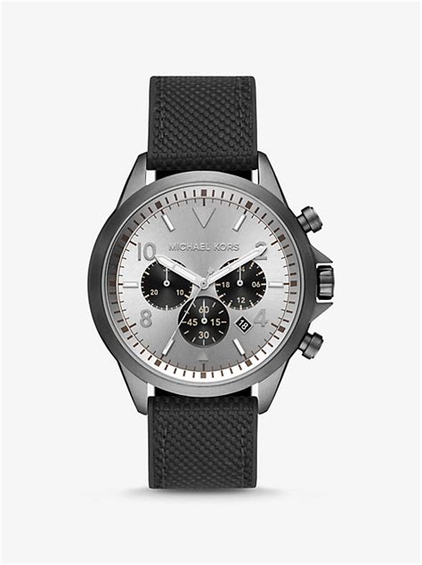 michael kors oversized gage gunmetal and woven watch|michael kors oversized watch: Men's Watches .